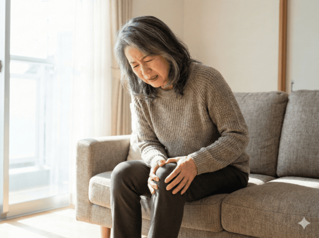 膝の痛みが辛くて悩んでいる女性のイメージ