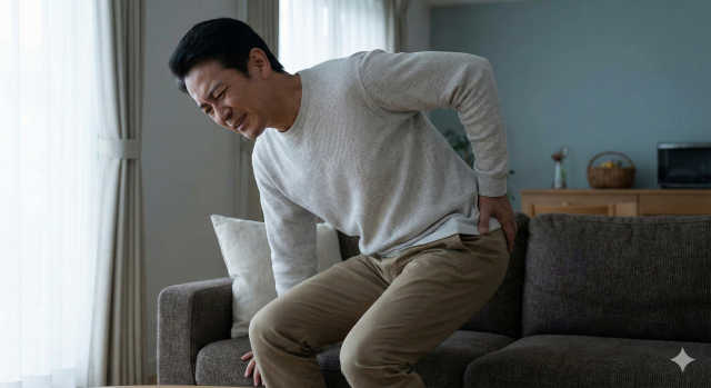 肉離れ後のふくらはぎの違和感が消えず、練習復帰に不安を感じて悩むスポーツマンの様子