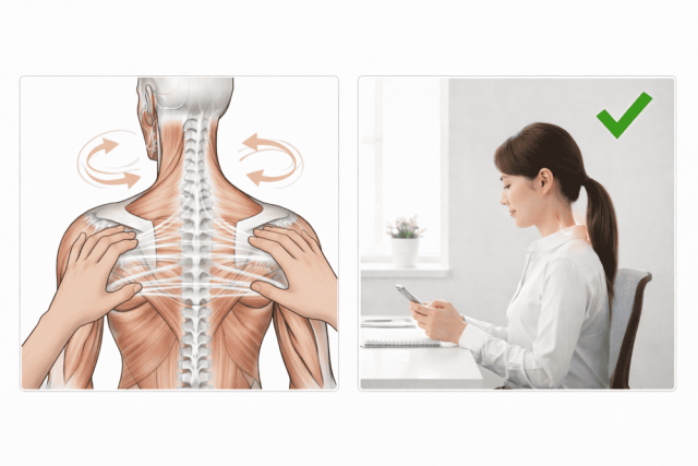 首や肩だけでなく、筋膜を通して全身がつながっていることを示すイラスト